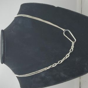 French connection silver rhodium link lariat necklace